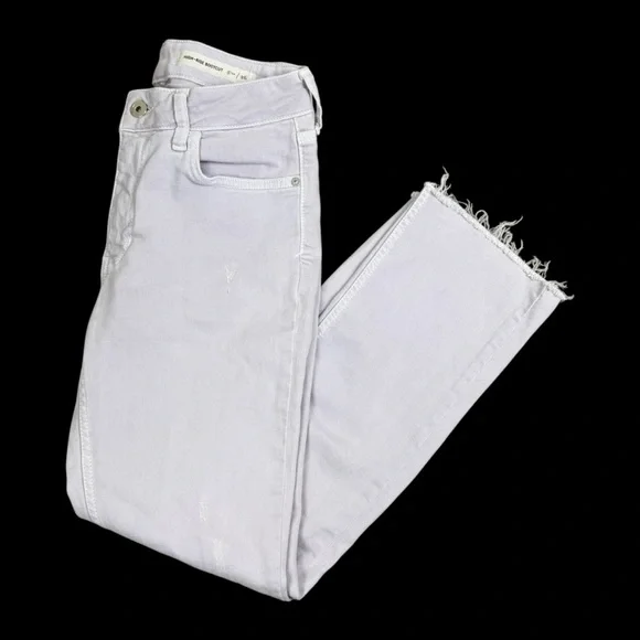 Pilcro Anthropologie High Rise Bootcut Cropped Distressed Denim Jeans 26 Purple - Picture 2 of 6